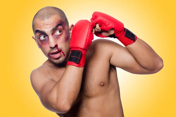 Badly beaten boxer — Stock Photo, Image