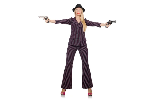 Mulher gangster com arma no conceito vintage — Fotografia de Stock