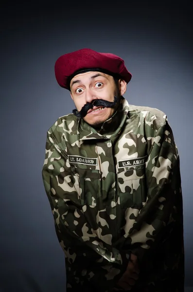 Funny soldier in military concept — Stock Photo, Image