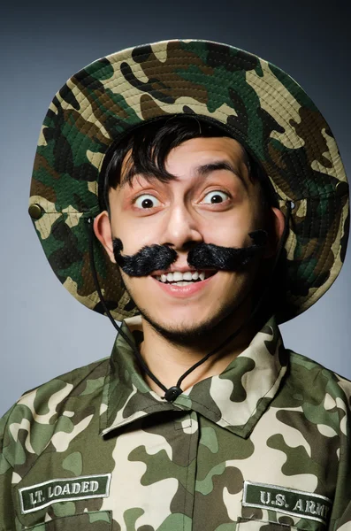 Funny soldier in military concept — Stock Photo, Image