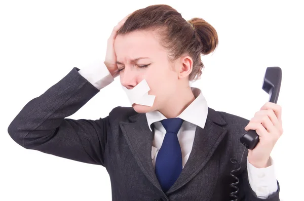 Woman with her mouth sealed — Stock Photo, Image