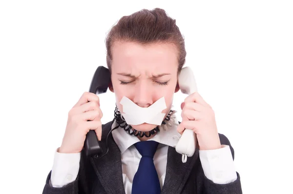 Woman with her mouth sealed — Stock Photo, Image