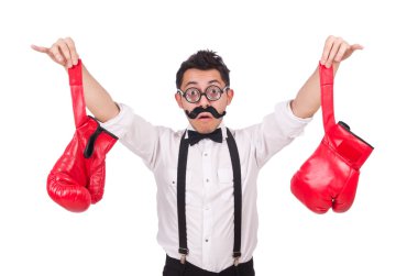 Kırmızı Gloverlar ile komik boksör