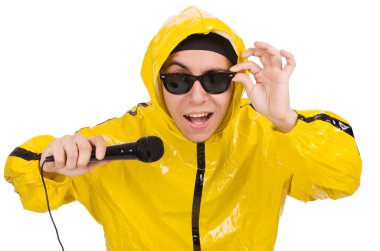 Komik performans mikrofon ile