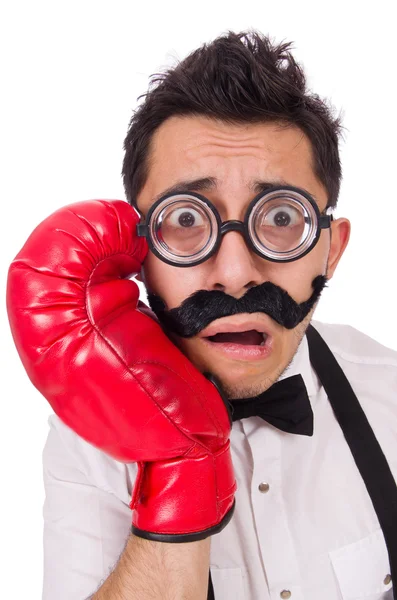 Legrační boxer s červeným glovers — Stock fotografie