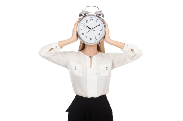 Businesswoman with clock — Stock Photo, Image