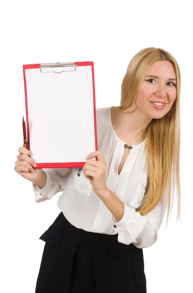 Woman with paper binder — Stock Photo, Image