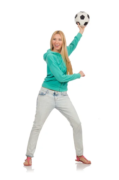 Woman with football — Stock Photo, Image