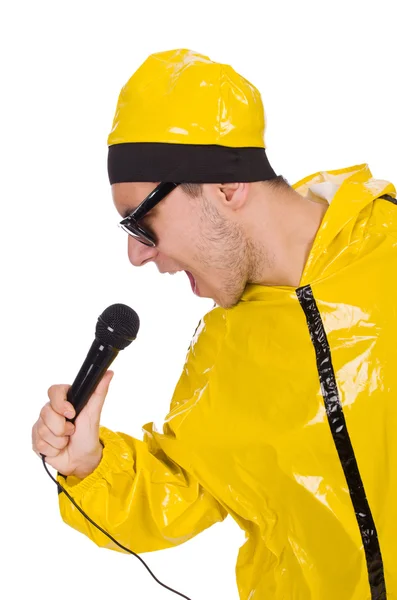 Funny performer with mic — Stock Photo, Image
