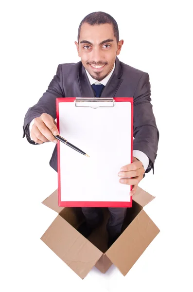 Businessman standing in the box — Stock Photo, Image