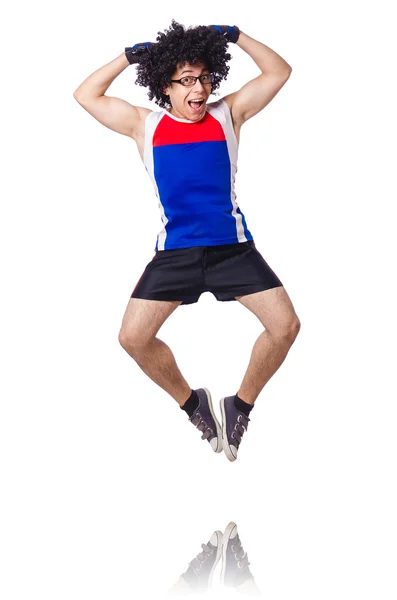 Funny man exercising — Stock Photo, Image