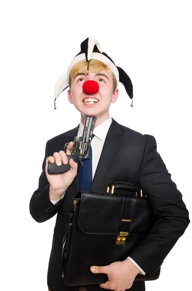 Affärsman clown i roligt koncept — Stockfoto