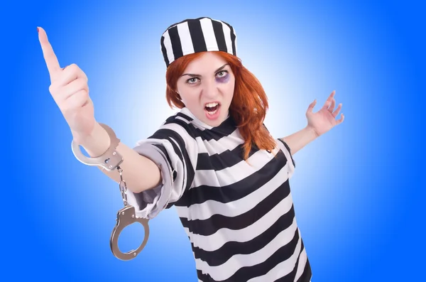 Prisoner in striped uniform — Stock Photo, Image