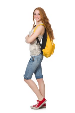 sırt çantası ile genç bir öğrenci