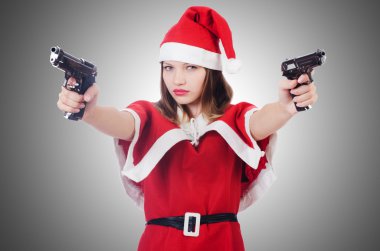 genç kadın kırmızı santa kostüm