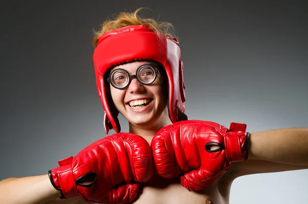 Zabawny bokser nerd w koncepcji sportu — Zdjęcie stockowe