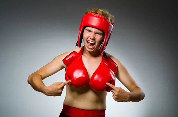 Funny boxer against dark background — Stock Photo, Image