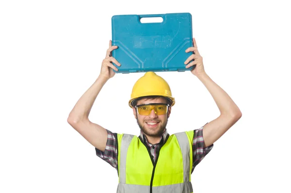 Trabajador industrial aislado en el fondo blanco — Foto de Stock