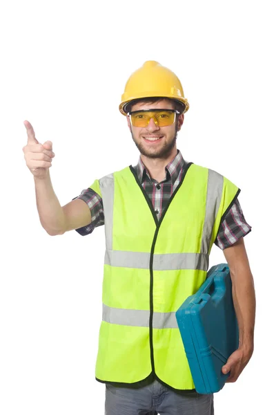 Trabajador industrial aislado en el fondo blanco — Foto de Stock