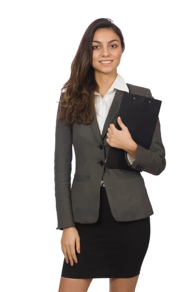 Mujer de negocios aislada en el blanco — Foto de Stock