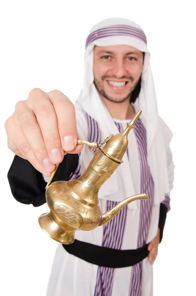 Arabische man met lamp — Stockfoto