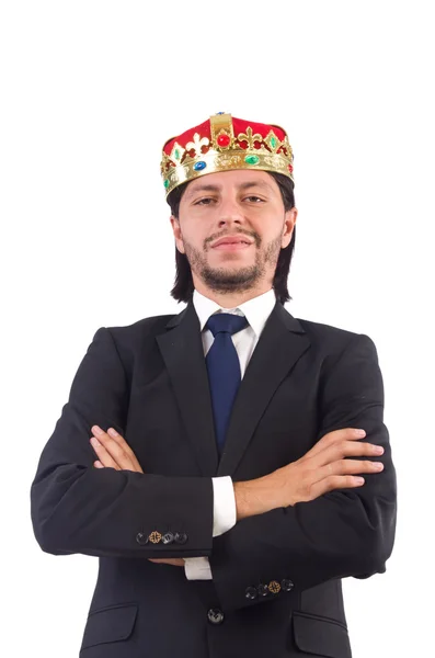 Koning zakenman geïsoleerd op de witte — Stockfoto