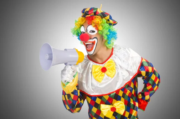 Clown with loudspeaker — Stock Photo, Image