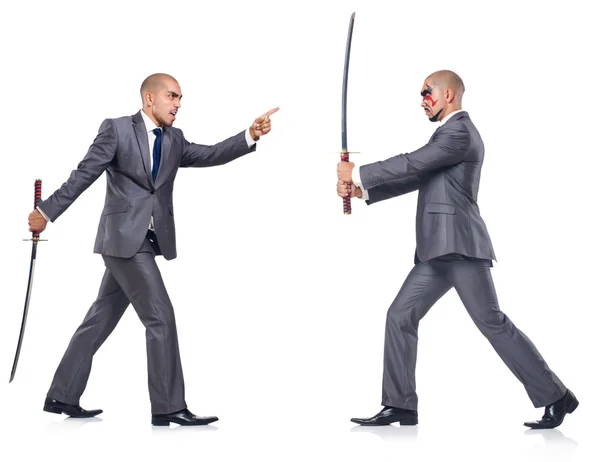 Dos hombres confeccionando con la espada —  Fotos de Stock