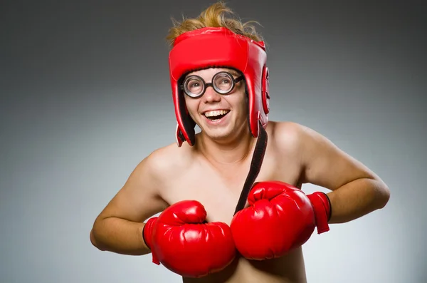 Grappige nerd bokser in sport concept — Stockfoto