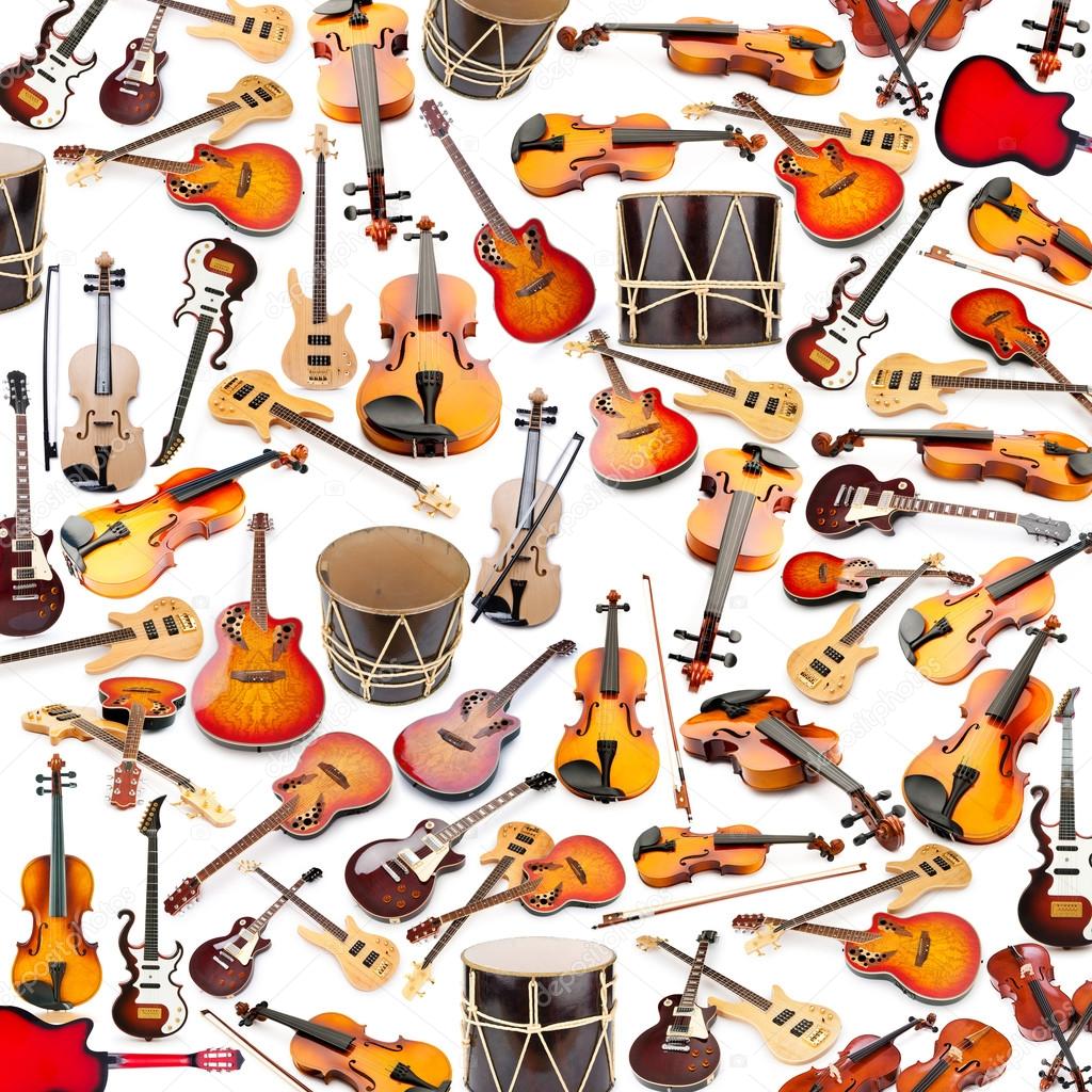 Background made of many musical instruments
