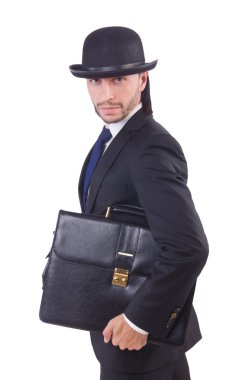 Genç işadamı beyaz arka planda izole edilmiş