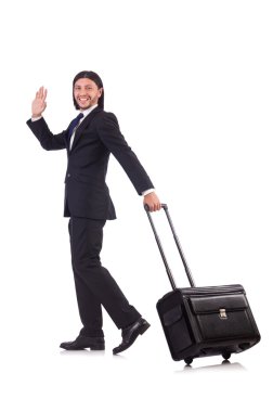 İş adamı bavulla iş gezisinde.