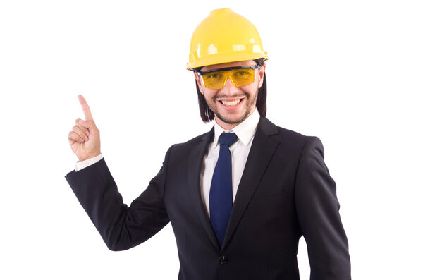 Молодой архитектор изолирован на белом