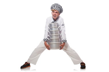 Beyaz tenli komik erkek aşçı.