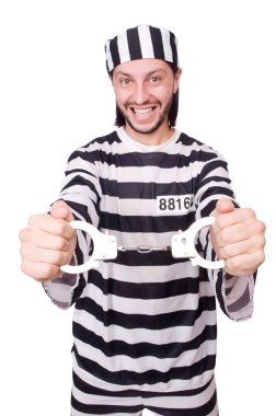 Beyaz arka planda tecrit edilmiş mahkum