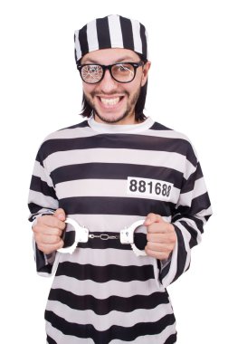 Beyaz arka planda tecrit edilmiş mahkum