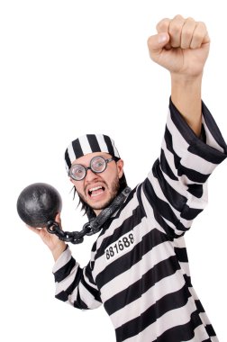 Beyaz arka planda tecrit edilmiş mahkum