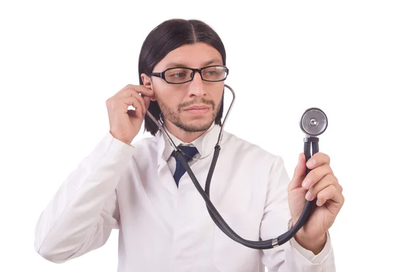 Jovem médico masculino isolado em branco — Fotografia de Stock