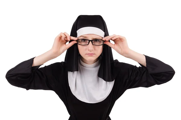 Ung nunna isolerat på den vita bakgrunden — Stockfoto