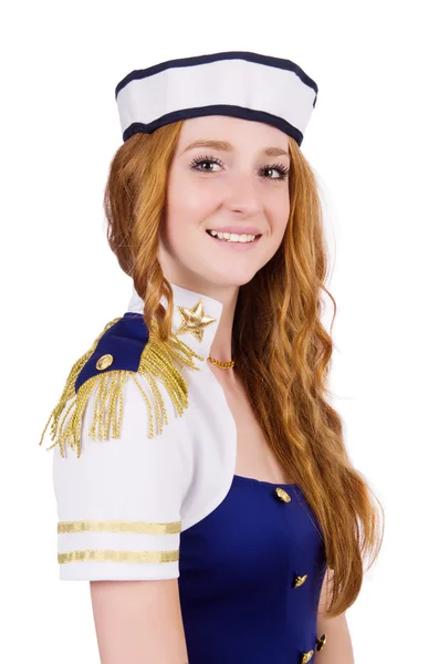 Stewardess isoliert auf dem weißen — Stockfoto