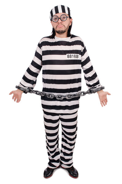 Prison inmate isolated on the white background