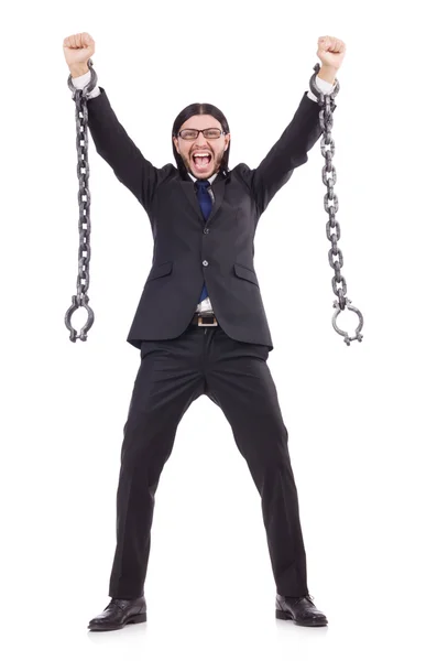 Man with chain isolated on the white — Stock Photo, Image