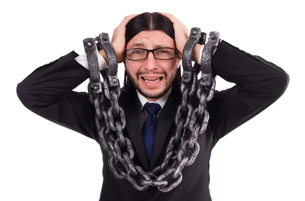 Man with chain isolated on the white — Stock Photo, Image