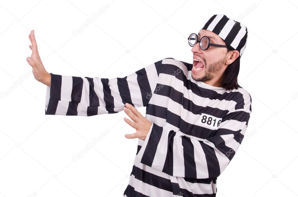 Prison inmate isolated on the white background