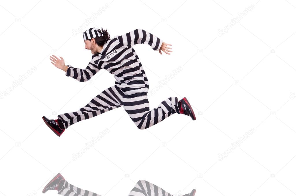 Prison inmate isolated on the white background