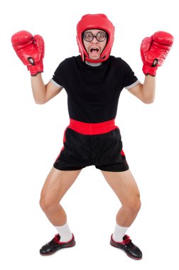 Beyaz tenli komik boksör.