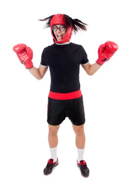 Beyaz tenli komik boksör.