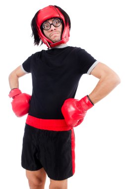 Beyaz tenli komik boksör.