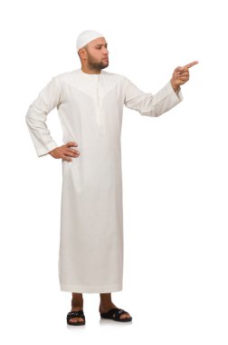 Beyaz üzerine izole edilmiş Arap adam kavramı