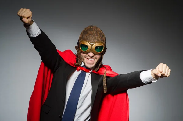 Concepto de Superman con el hombre en cubierta roja —  Fotos de Stock